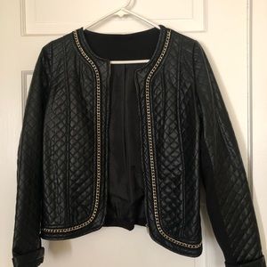 Faux leather quilted jacket